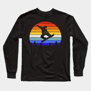 Vintage Retro Snowboarder Sunset Snowboard II Long Sleeve T-Shirt